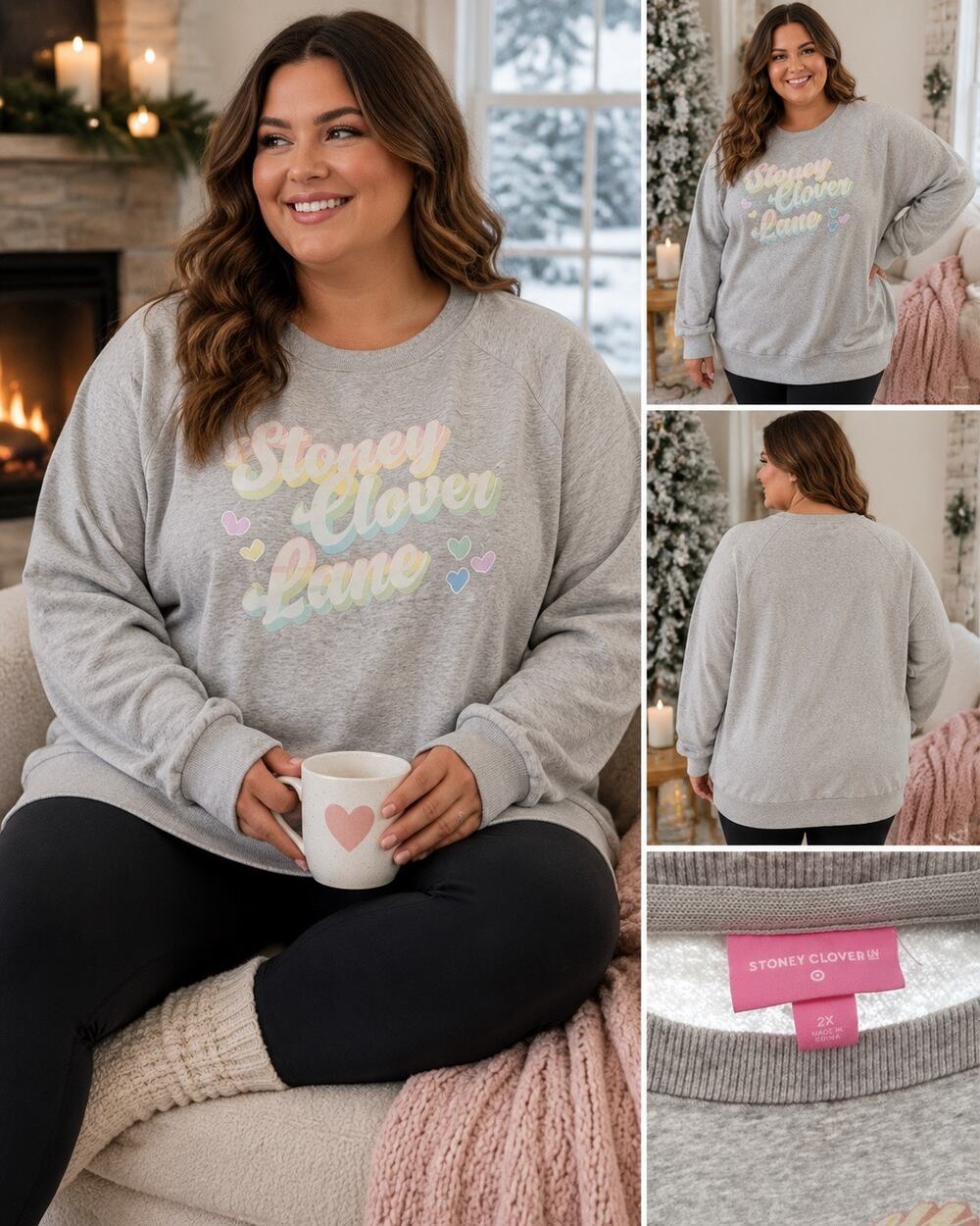 Stoney Clover Lane x Target plus Size 2x Gray Logo Sweatshirt Hearts
